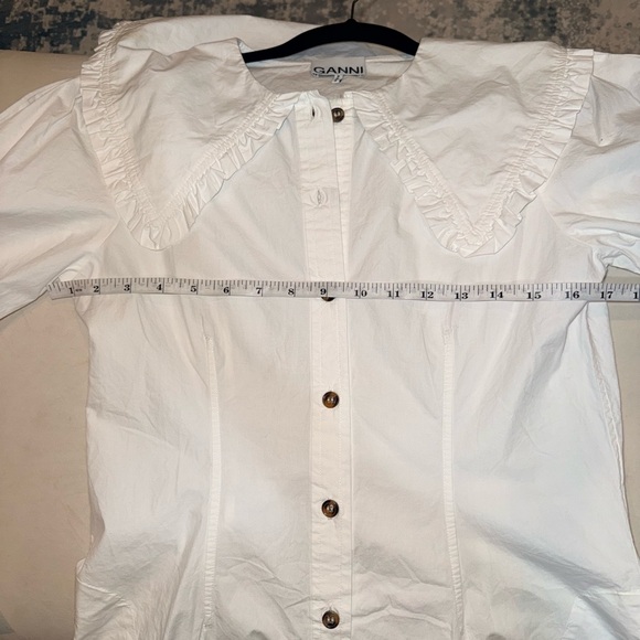 GANNI Vintage Inspired Collared Poplin Top - Picture 8 of 8